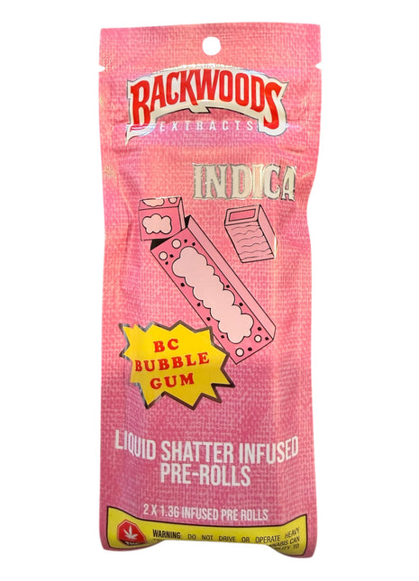 Backwoods Liquid Shatter Infused Prerolls - BC Bubble Gum - Indica